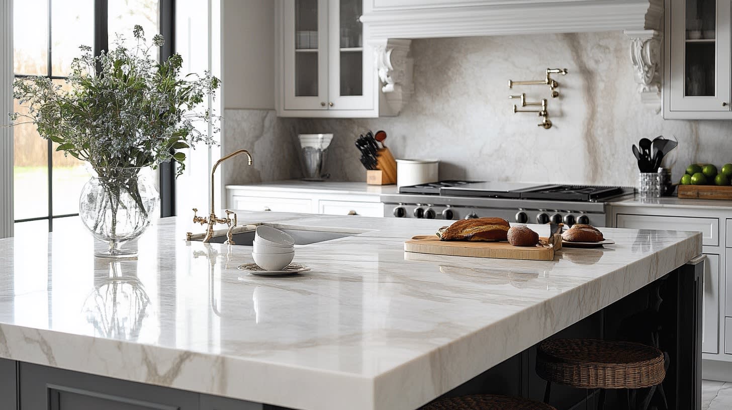 White marble countertop